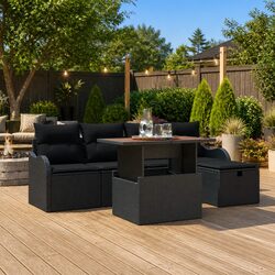 6-Piece Garden Sofa Set: Steel and Poly Rattan Construction