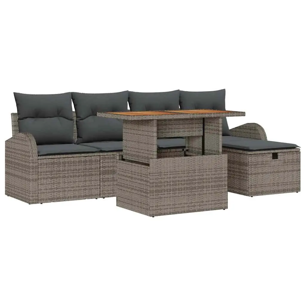Garden Sofa Set for Outdoor Use 6 Piece Poly Rattan with Height Adjustable Seating