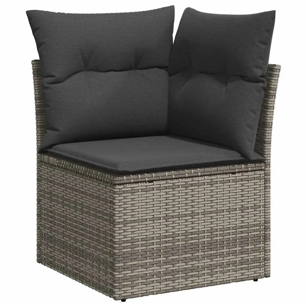 Garden Sofa Set 7 Piece Outdoor Furniture Height Adjustable Grey Poly Rattan