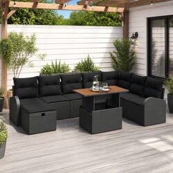 Specifications of 9-Piece Modular Garden Sofa Set in Black