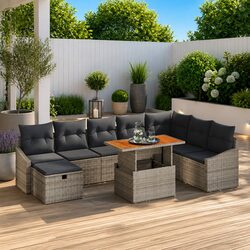 Specifications for Grey Poly Rattan 9-Piece Sofa Set