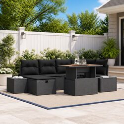 Specifications of 7-Piece Adjustable Black Garden Sofa Set