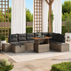 Specifications of 9pc Grey Poly Rattan Garden Sofa Set