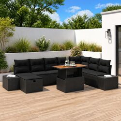 9-Piece Modular Garden Sofa Set with Storage Compartments