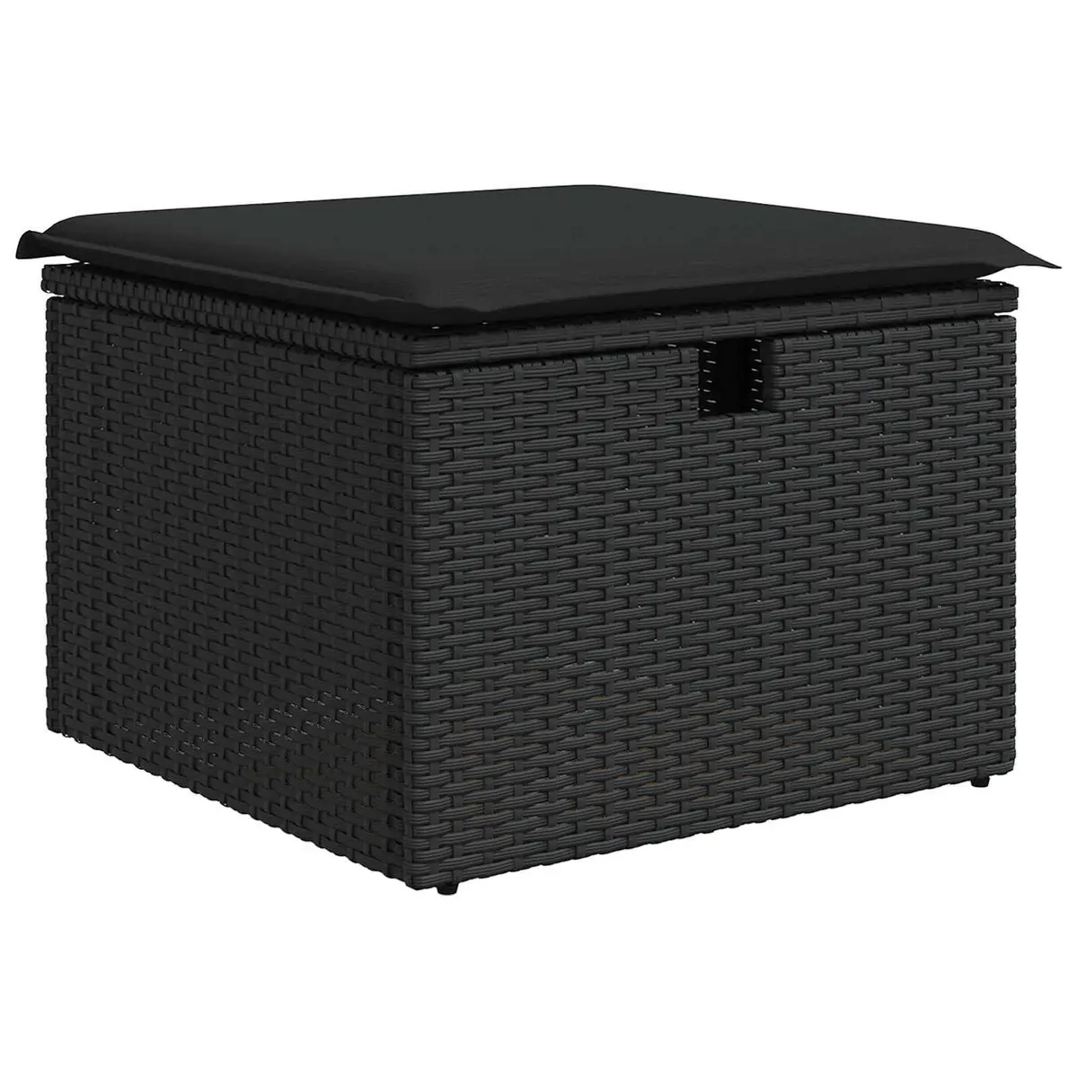 Modular 9 Piece Black Poly Rattan Lounge Set for Outdoor Garden with Hidden Storage