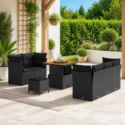 Outdoor Sofa Set 8-Piece Black Modular Design Details