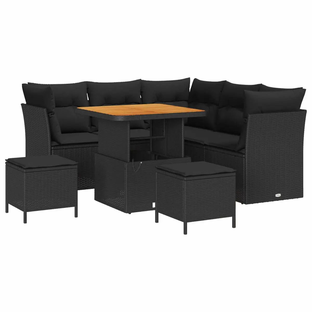 Garden Sofa Set Outdoor Modular 8 Pieces Poly Rattan Lounge Patio Black