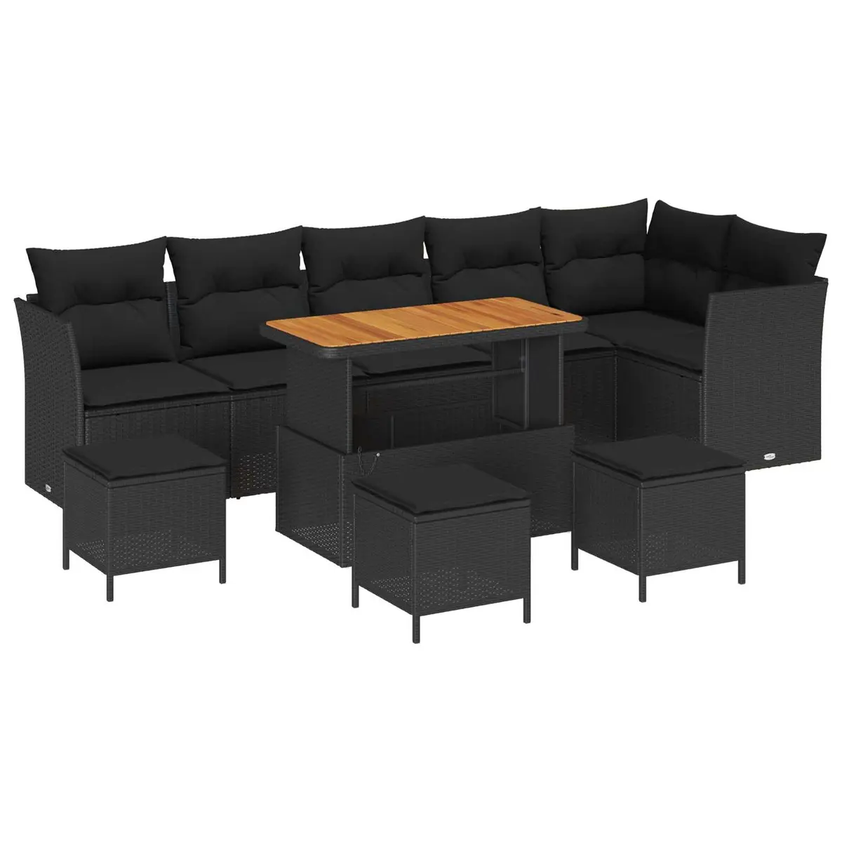 Garden Sofa Set Outdoor Use 10 Piece Modular Black Lounger Sectional