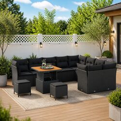 Specifications of 12-Piece Modular Black Sofa Set