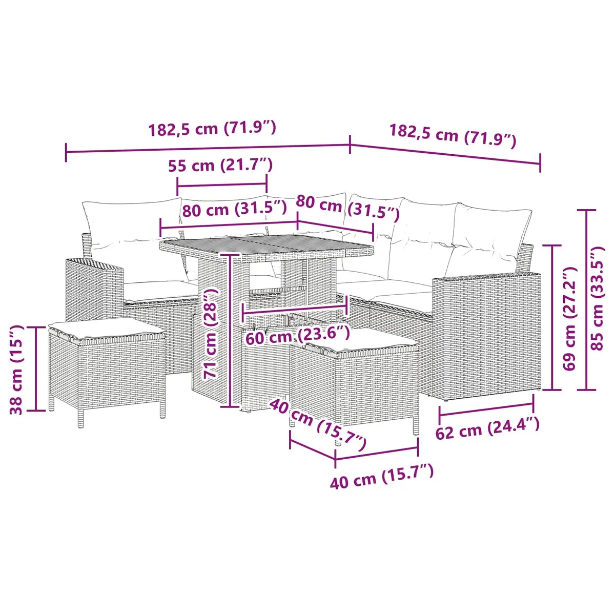 8-Piece Adjustable Garden Sofa Set