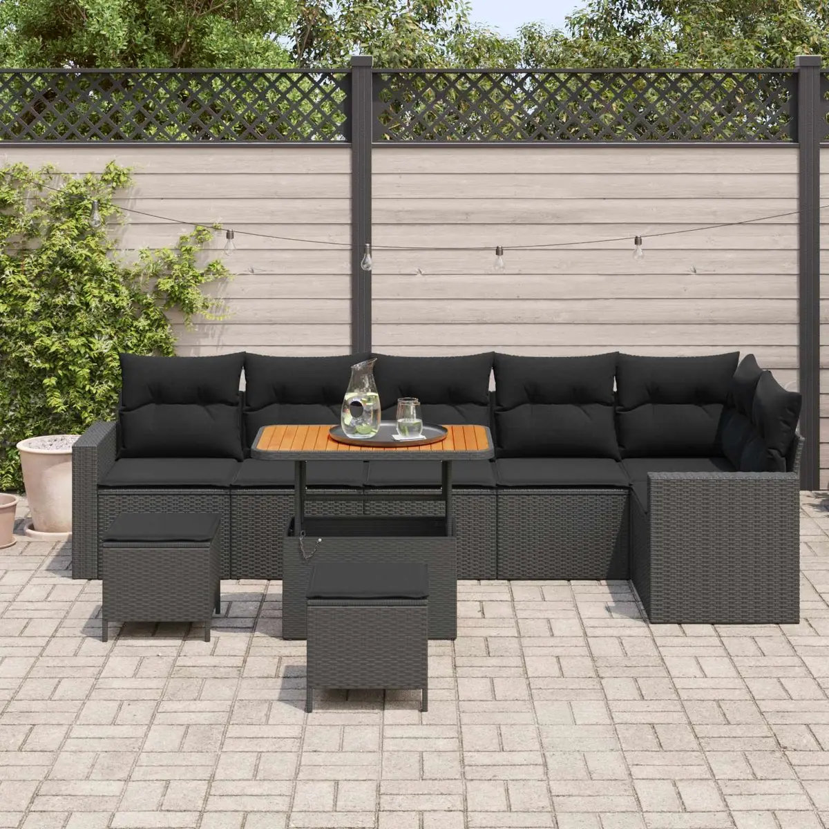 9-Piece Height Adjustable Outdoor Sofa Set