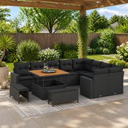 Specifications of 12 Piece Black Garden Sofa Set