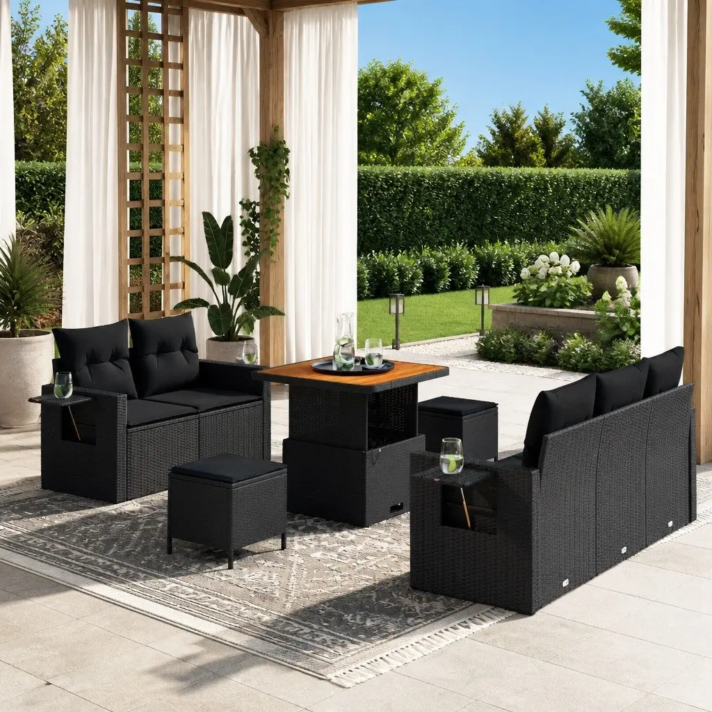 Black Rattan Modular Garden Sofa Set