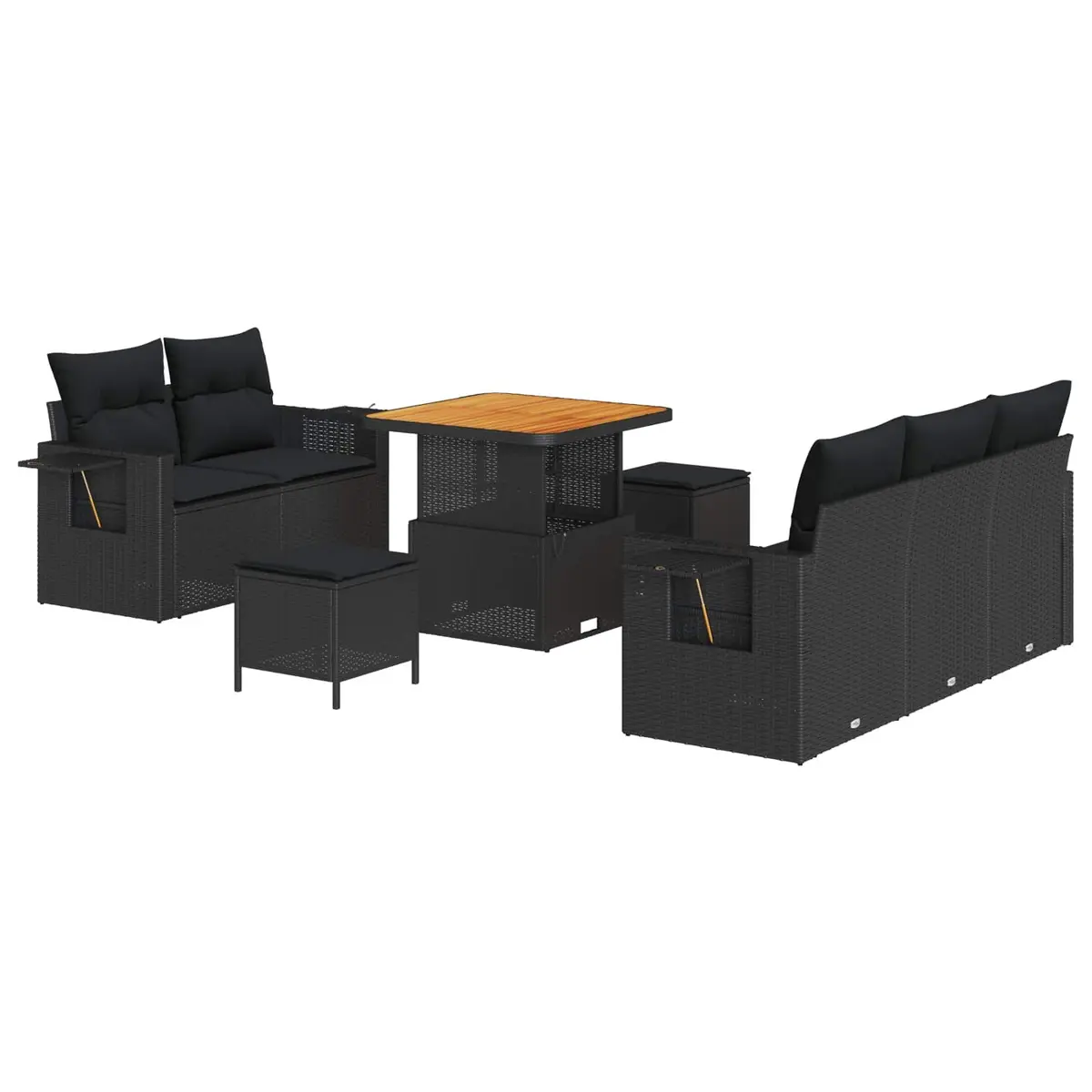 Black Rattan Modular Garden Sofa Set