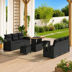 Specifications of 9 Piece Black Garden Sofa Set