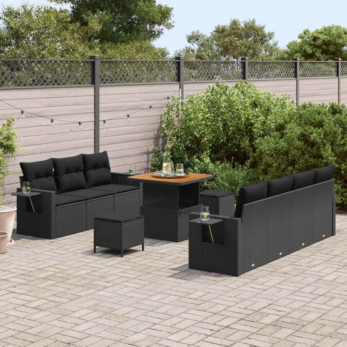 10-Piece Garden Sofa Set with Adjustable Table