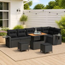 9-Piece Outdoor Sofa Set with Height-Adjustable Features