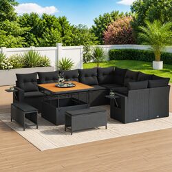 Black Garden Sofa Set - 12 Pieces of Quality Outdoor Furniture