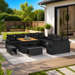 Garden Sofa Set: 13 Pieces, Modular Design, Height Adjustable
