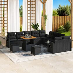 Durable 13-Piece Modular Outdoor Sofa Set - Black