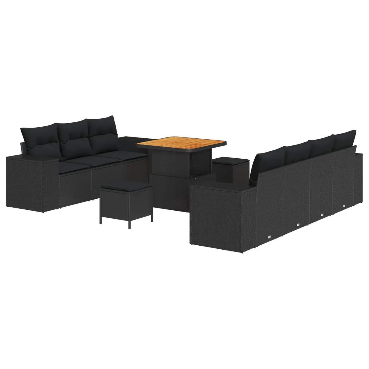 Modular Garden Sofa Set Outdoor Use 10 Piece Black