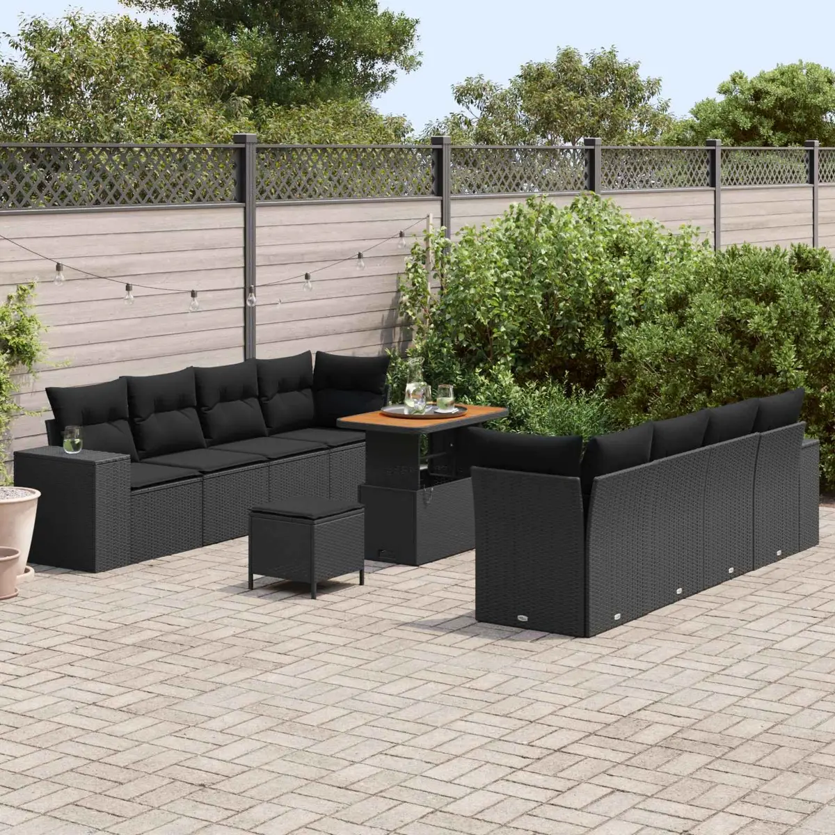 11-Piece Outdoor Sofa Set in Black