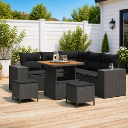 Specifications of the 8 Piece Garden Sofa Set in Black