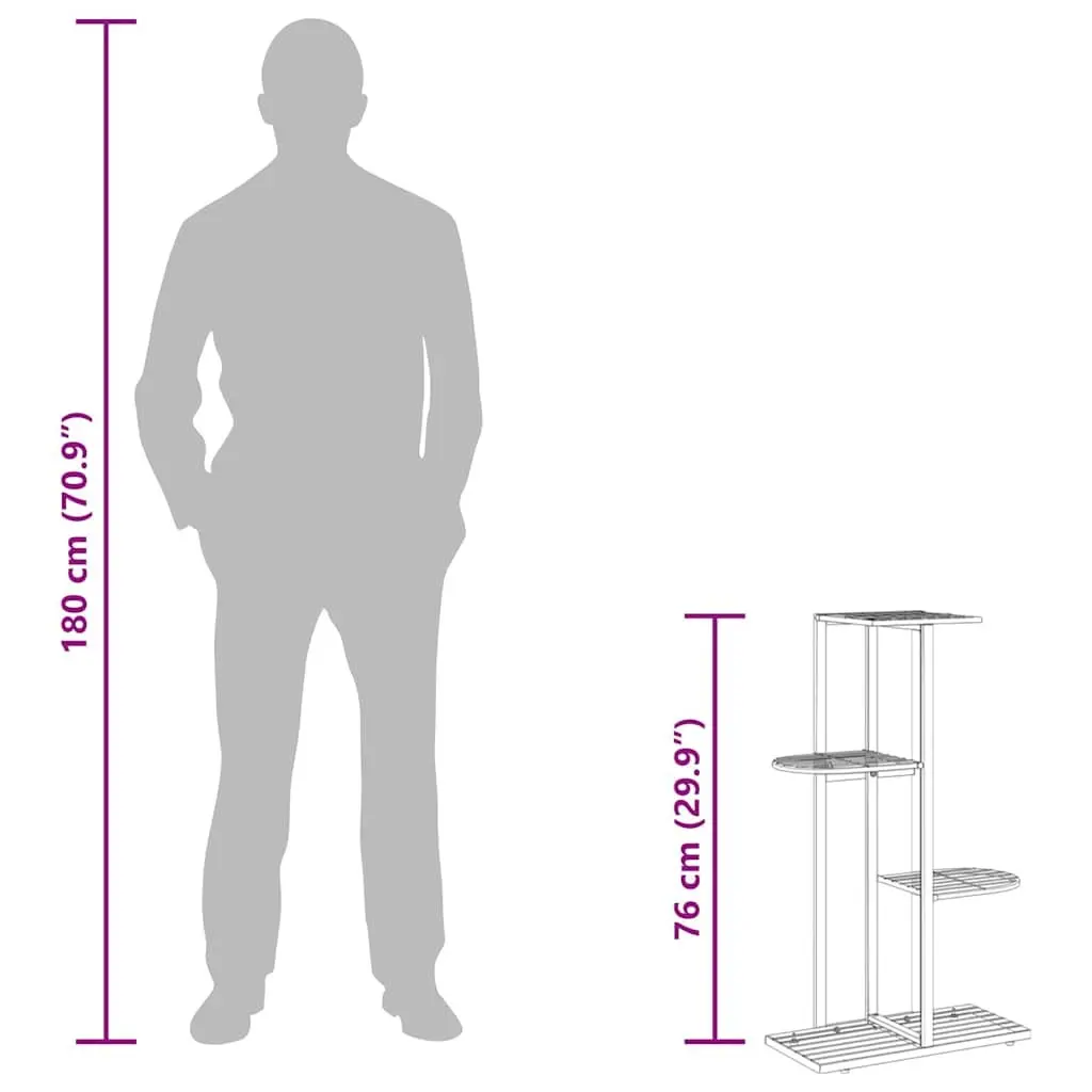 Metal Plant Stand 4-Tier Display Rack for Home and Garden 43 x 22 x 76 cm