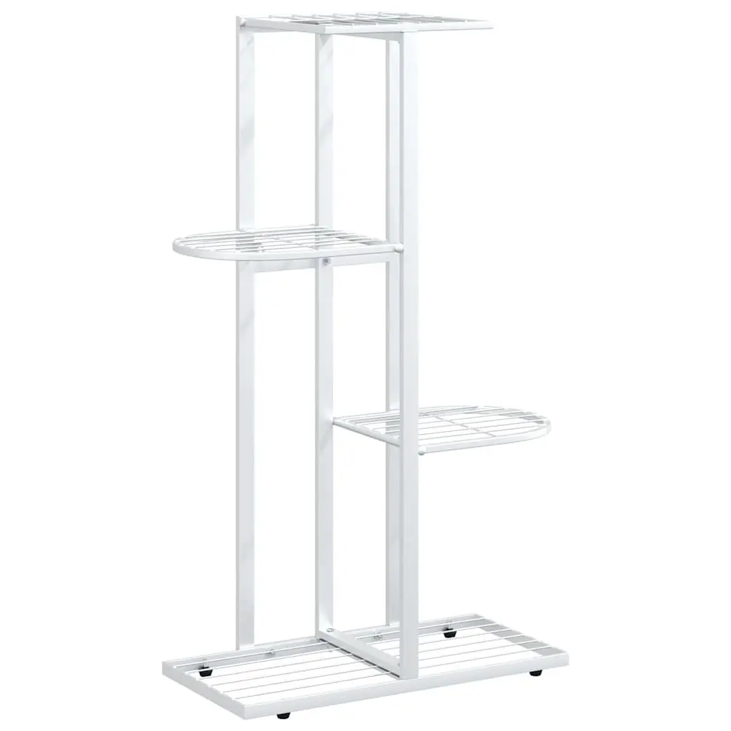 4-Tier Plant Stand Metal White for Garden Home Decoration 43 x 22 x 76 cm