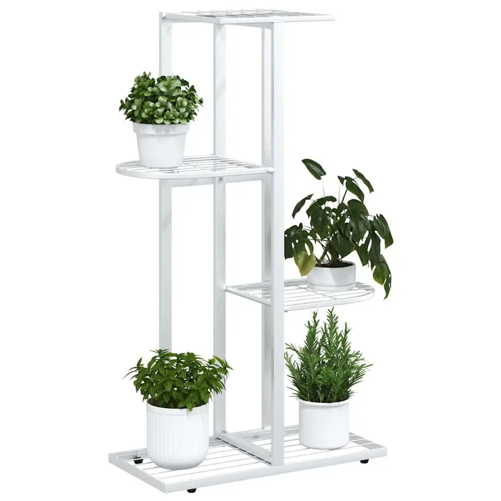 4-Tier Plant Stand Metal White for Garden Home Decoration 43 x 22 x 76 cm