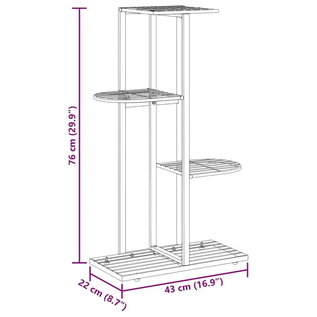 4-Tier Plant Stand Metal White for Garden Home Decoration 43 x 22 x 76 cm