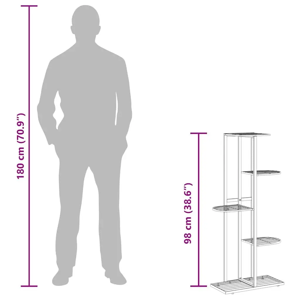 5-Tier Metal Plant Stand Indoor Outdoor Display Rack White