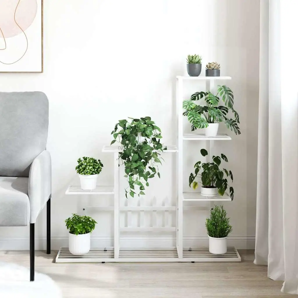 Metal Plant Stand for Garden Home Decor White 94.5x25x88cm