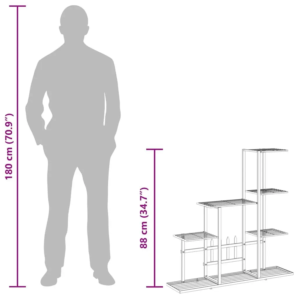 Metal Plant Stand for Garden Home Decor White 94.5x25x88cm