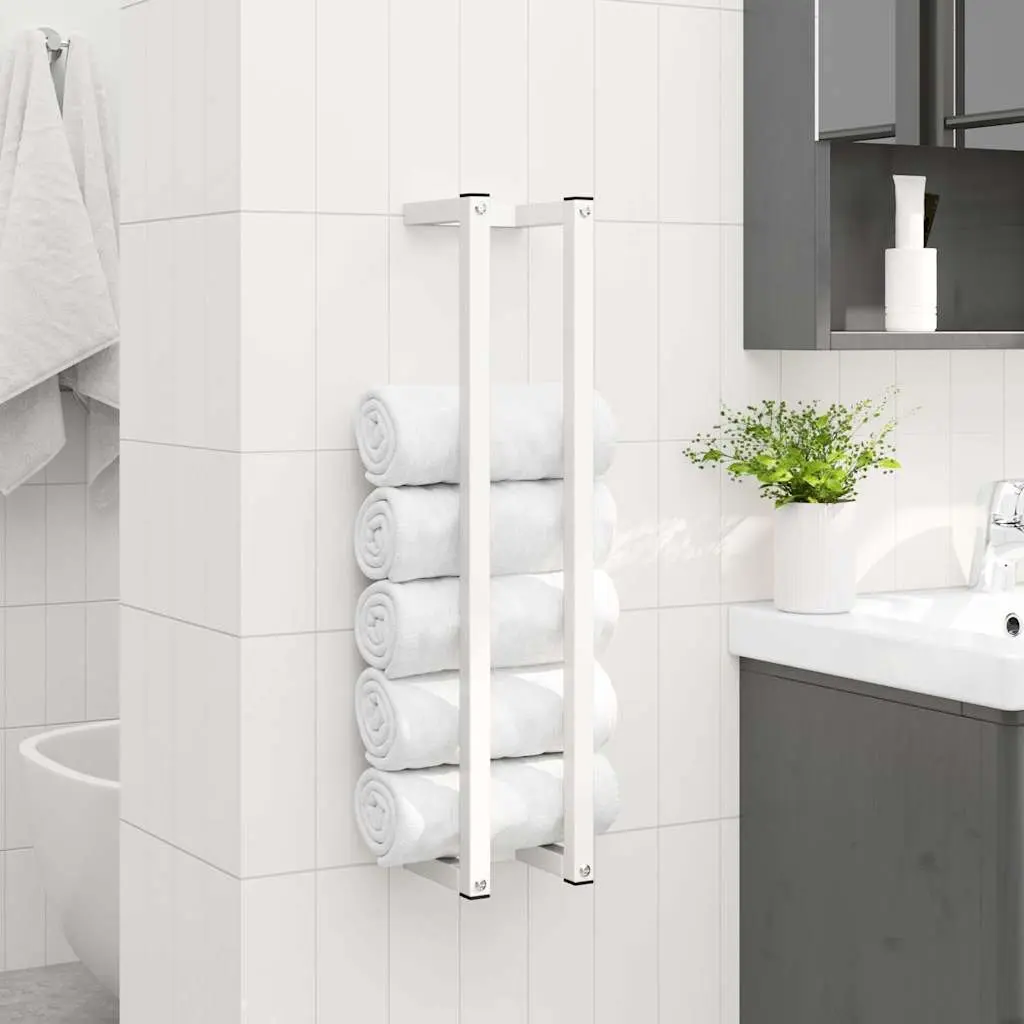 White Wall-Mounted Towel Rack