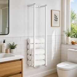 White Steel Towel Rack Dimensions: 25 x 20 x 95 cm