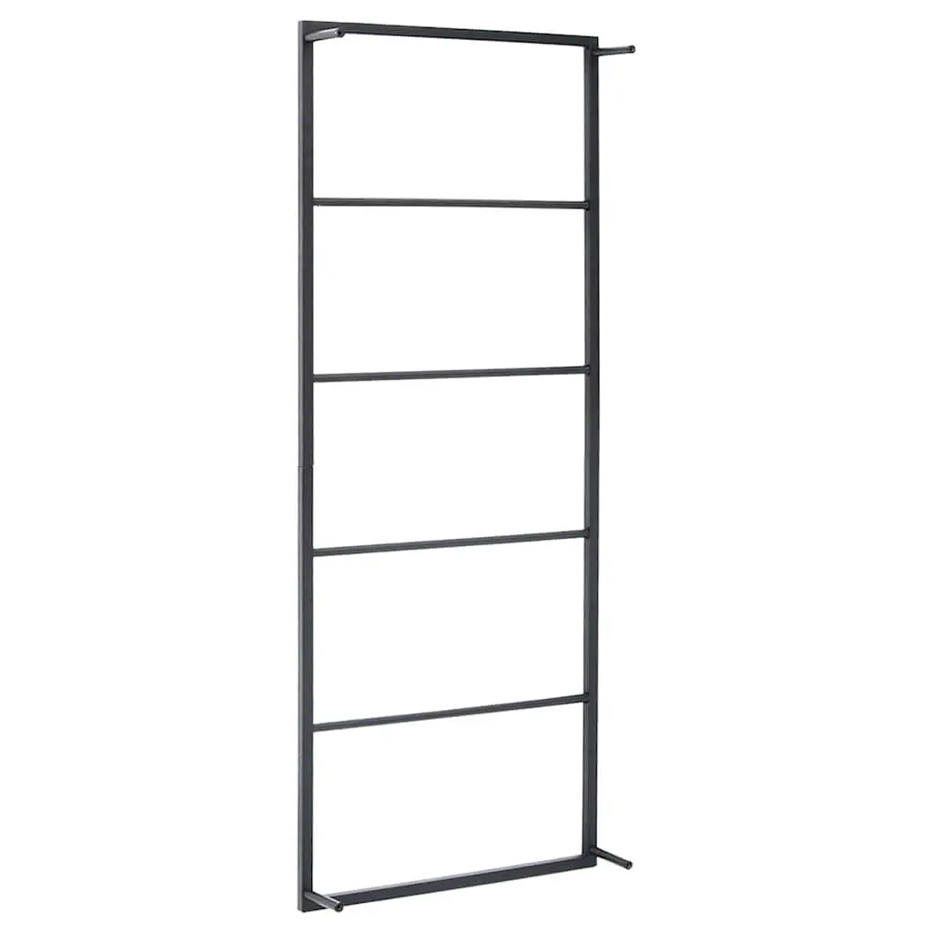 Towel Rack Wall Mount Bathroom Black Steel 45 x 10 x 115 cm