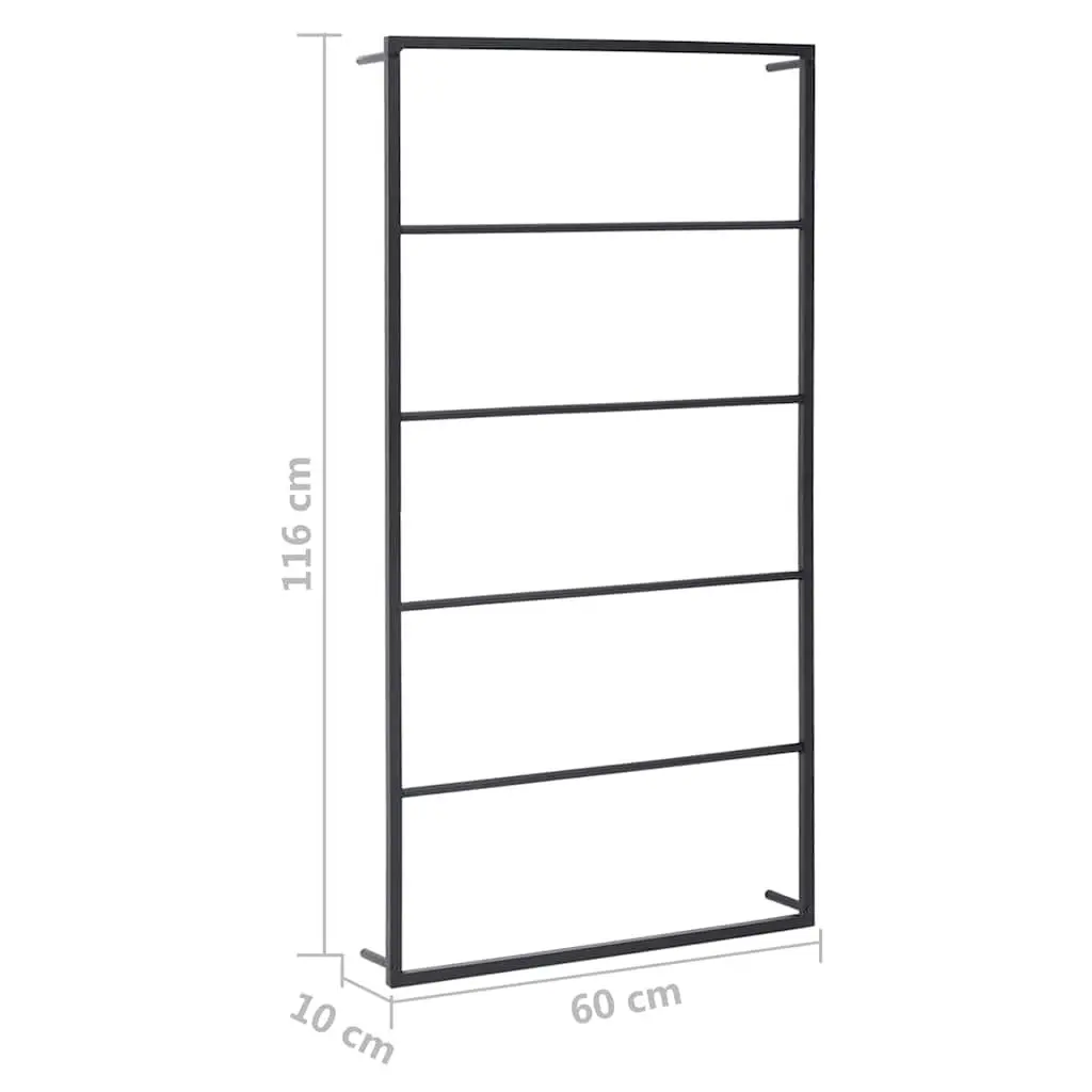 Wall Mounted Towel Rack for Bathroom Organization Black Steel 60x10x116cm