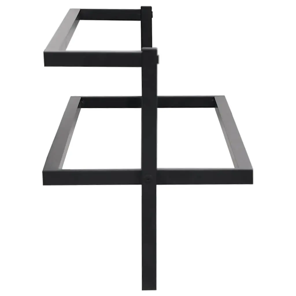 Towel Rack Wall Mount Bathroom Shelf Organizer Black Iron 95 x 25 x 22 cm