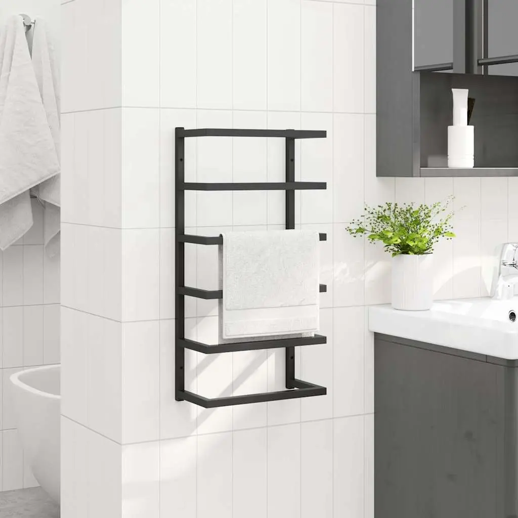 Black Steel Wall-Mounted Towel Rack
