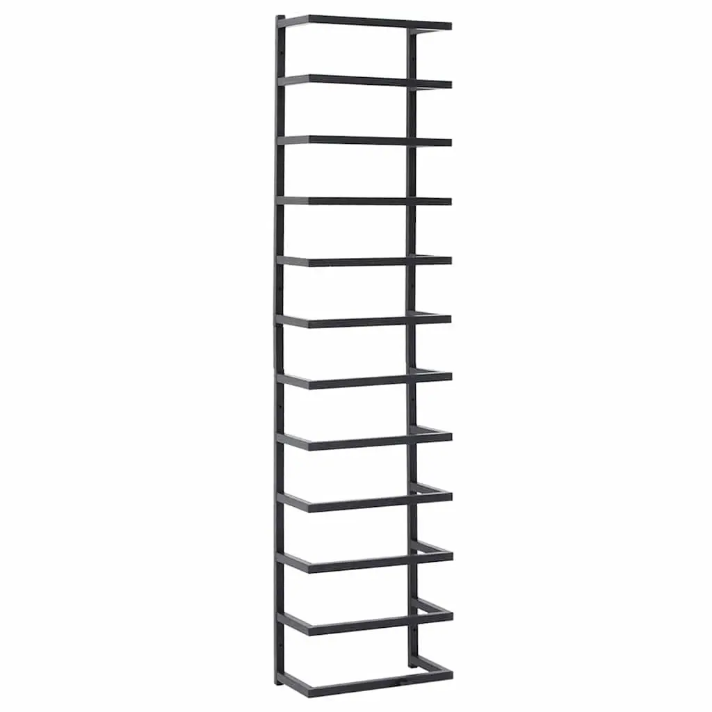 Towel Rack Wall Mount Bathroom Organizer Black Steel 24x12x96cm