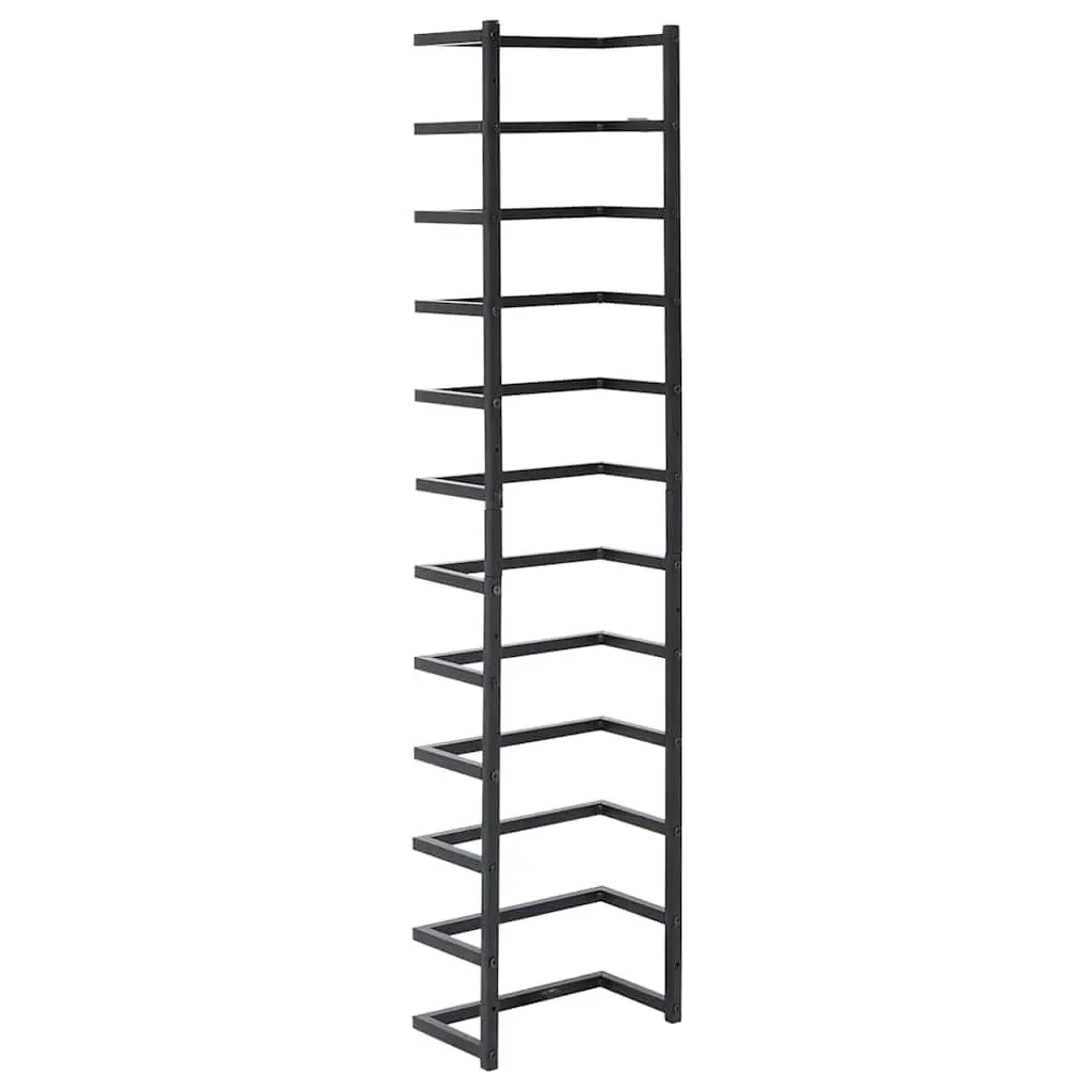 Towel Rack Wall Mount Bathroom Organizer Black Steel 24x12x96cm