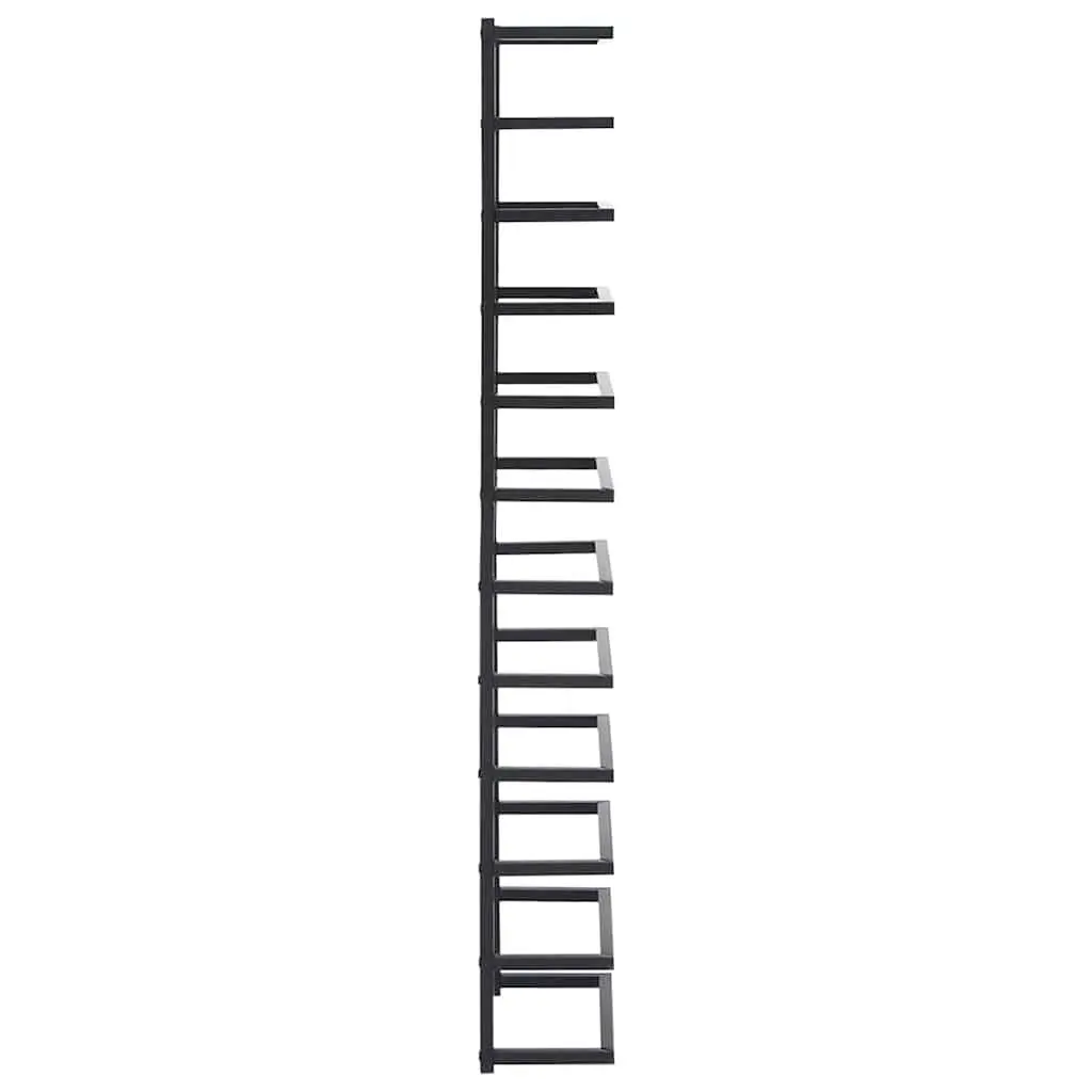 Towel Rack Wall Mount Bathroom Organizer Black Steel 24x12x96cm