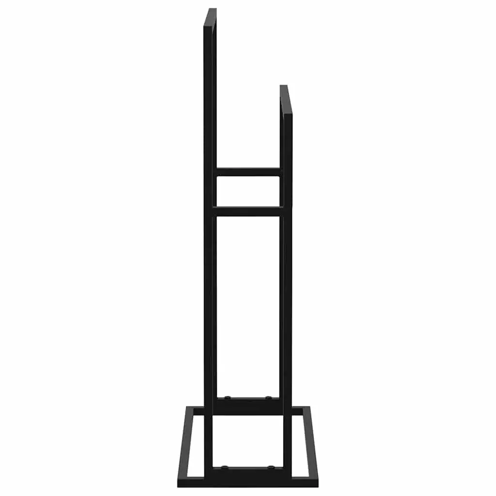 Freestanding Towel Rack 2 Tier Black Iron Bathroom Storage Holder Stand