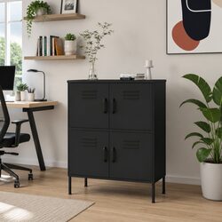 Specifications of the Black Steel Storage Cabinet: 80x35x101.5cm