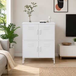 Steel Storage Cabinet 80 x 35 x 101.5 cm in White
