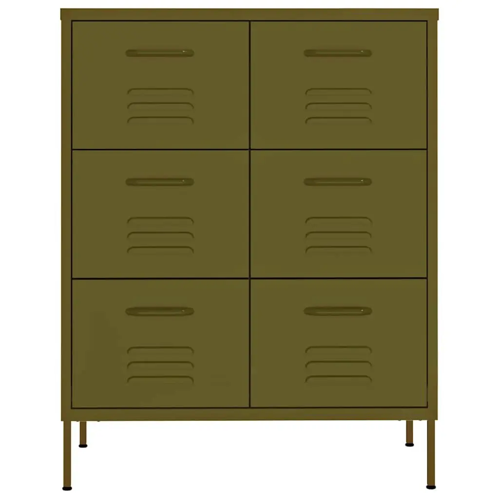 Storage Cabinet Home Office 6 Drawer Green Steel