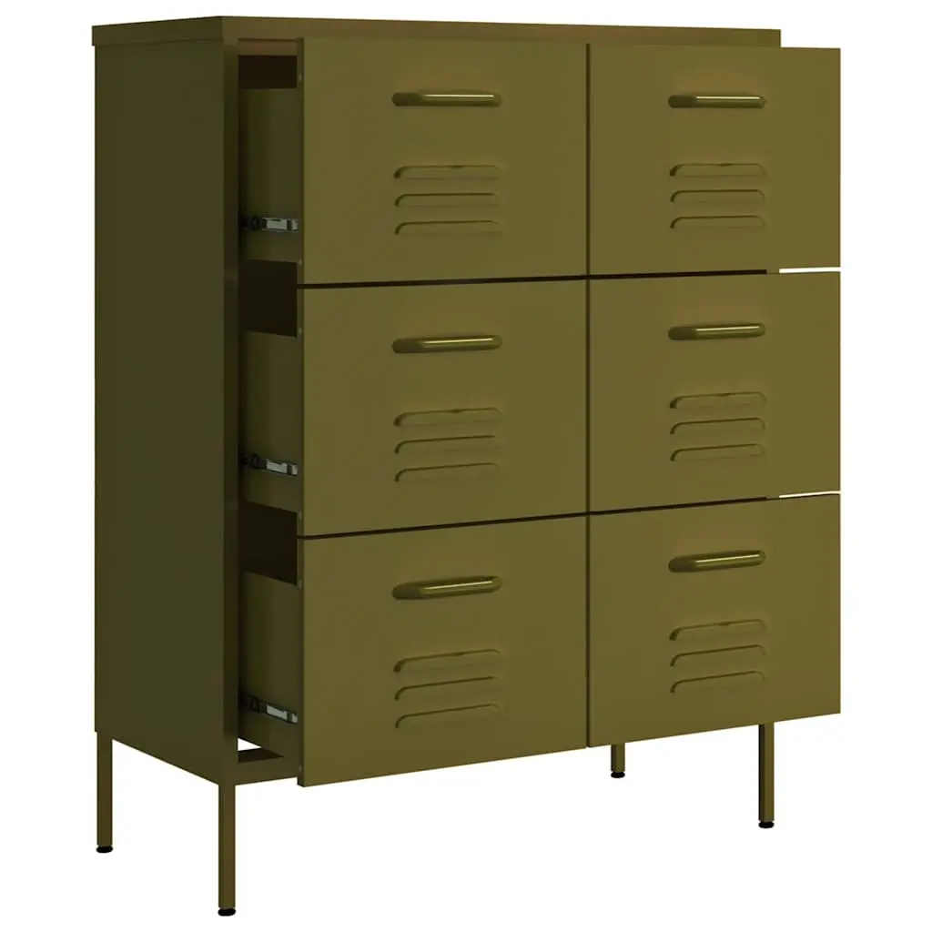 Storage Cabinet Home Office 6 Drawer Green Steel