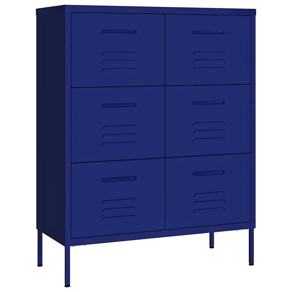 Storage Cabinet Bedroom Living Room 6 Drawer Chest Navy Blue