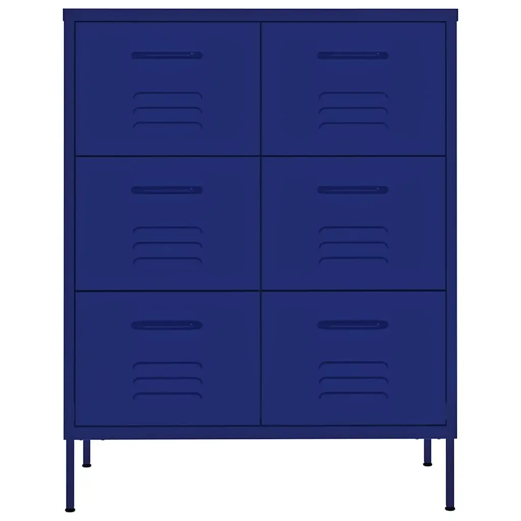 Storage Cabinet Bedroom Living Room 6 Drawer Chest Navy Blue